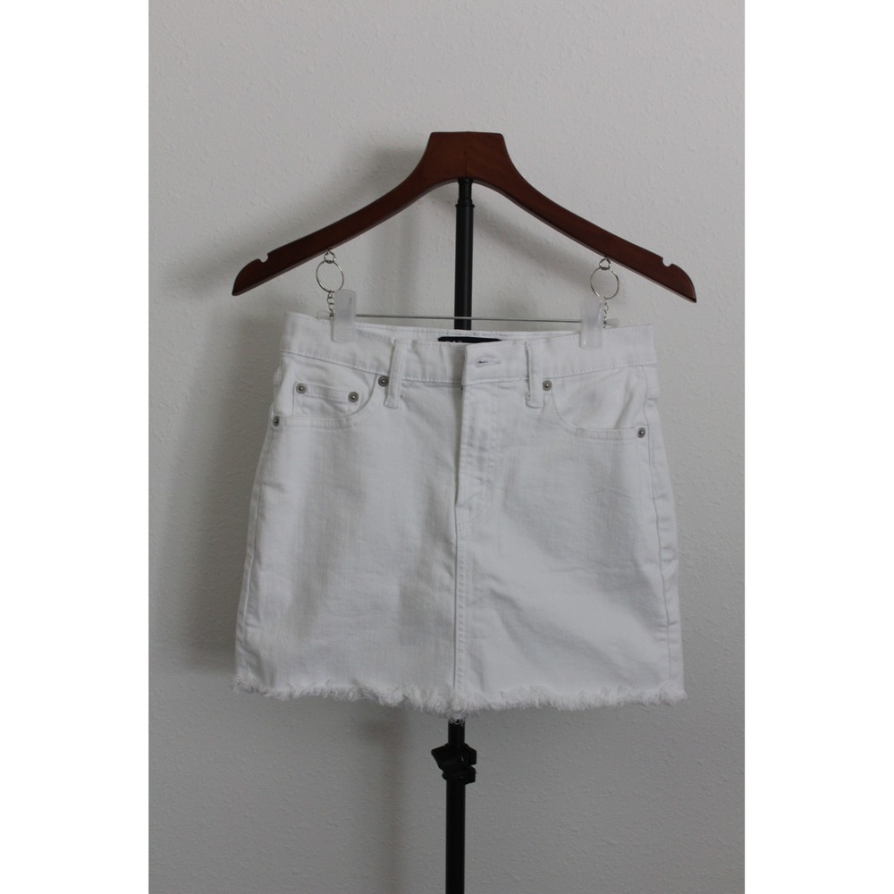 Gap Denim White Mini Skirt 25 Regular 5-Pocket Raw Hem Optic White